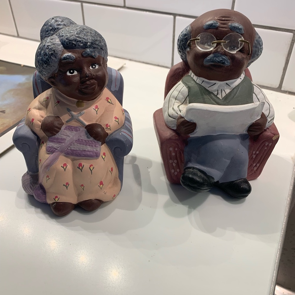 VTG 80’s Grandma & Grandpa ceramic piggy banks Americana